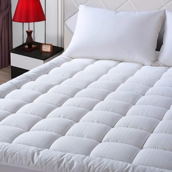 EASELAND Queen Size Mattress Pad Pillow Top Mattress Cover Quilted Fitted Mattress Protector Cotton Top Stretches