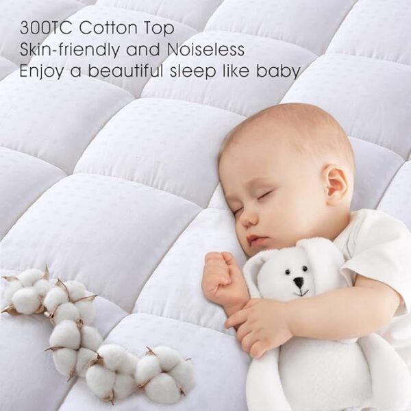 EASELAND Queen Size Mattress Pad Pillow Top Mattress Cover Quilted Fitted Mattress Protector Cotton Top Stretches - Image 4