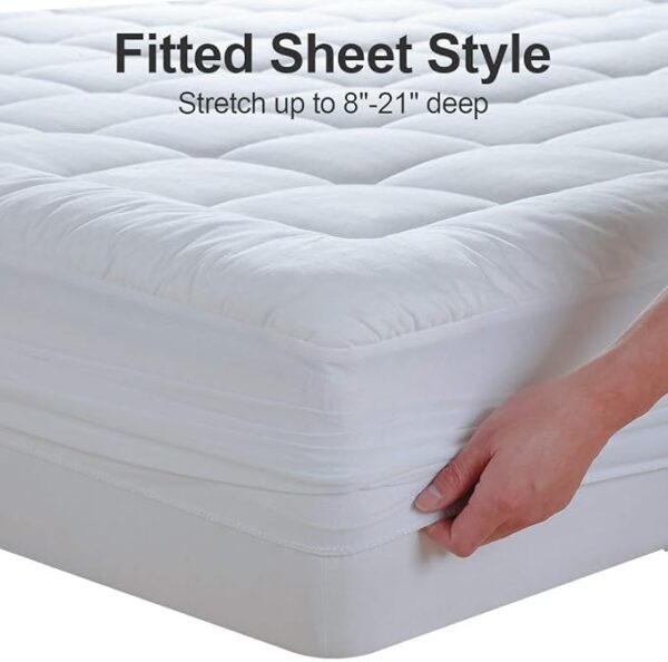 EASELAND Queen Size Mattress Pad Pillow Top Mattress Cover Quilted Fitted Mattress Protector Cotton Top Stretches - Image 5