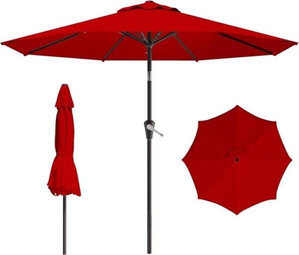 9 FT Patio Umbrella for Outdoor, Outdoor Umbrella with Push Button Tilt and Crank